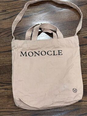 Monocle Logo Canvas Tote in Beige